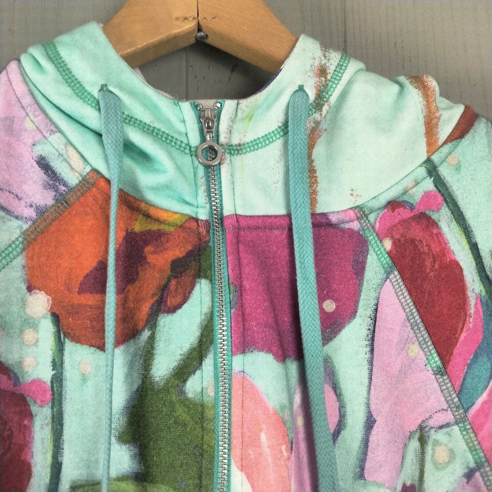 Floral Zip-Front Mint and Pink Shift Dress - Picture 3 of 11